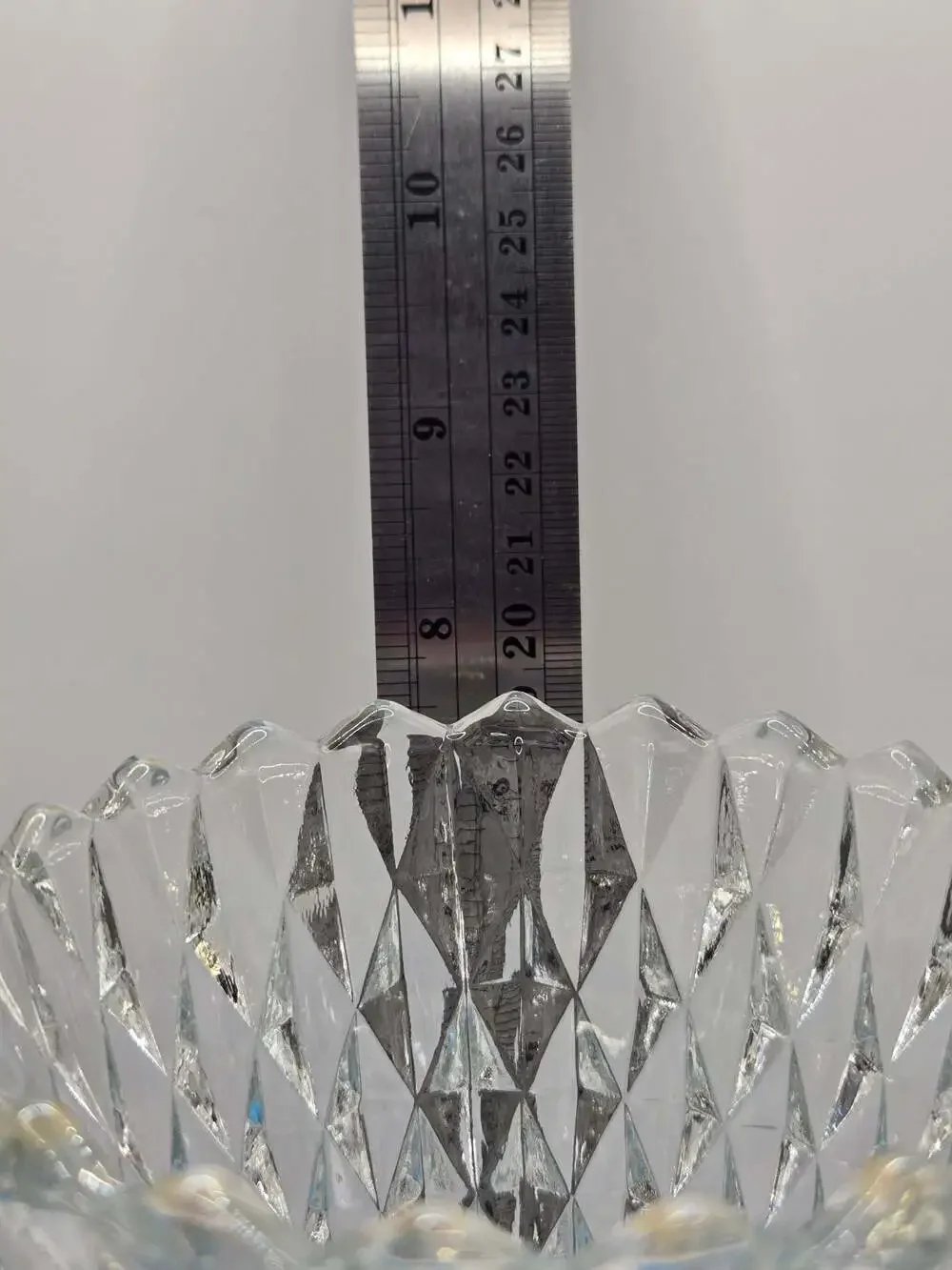VTG Indiana Glass Diamond Point Clear Footed Pedestal Vase